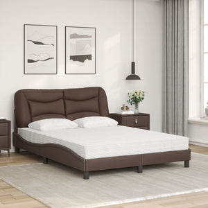 Bed with Mattress "Hvar" Brown 120x200 cm Faux Leather