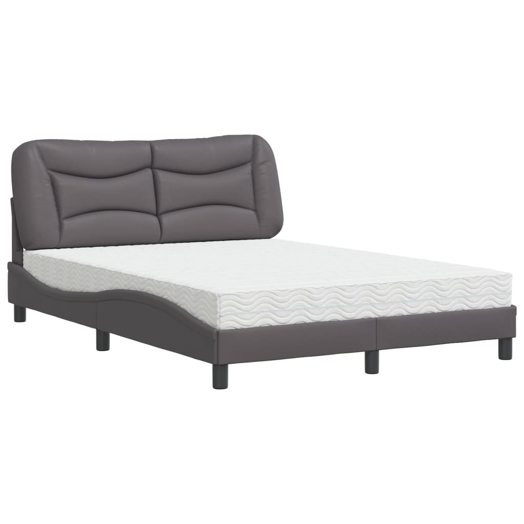 Bed with Mattress "Hvar" Grey 120x200 cm Faux Leather