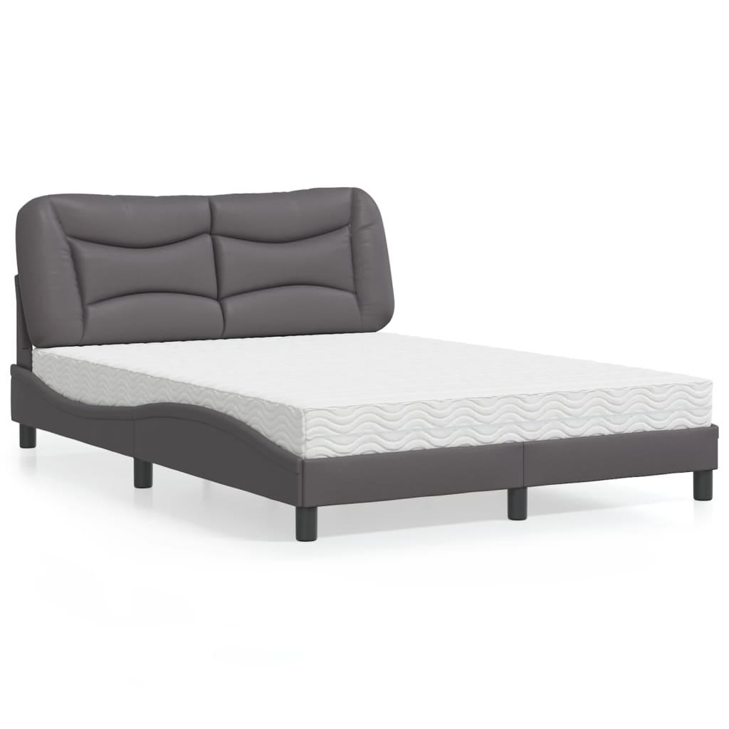 Bed with Mattress "Hvar" Grey 120x200 cm Faux Leather