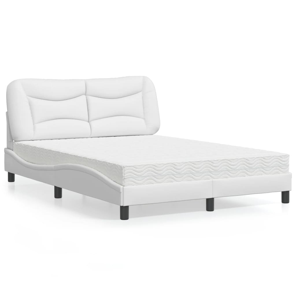Bed with Mattress "Hvar" White 140x200 cm Faux Leather