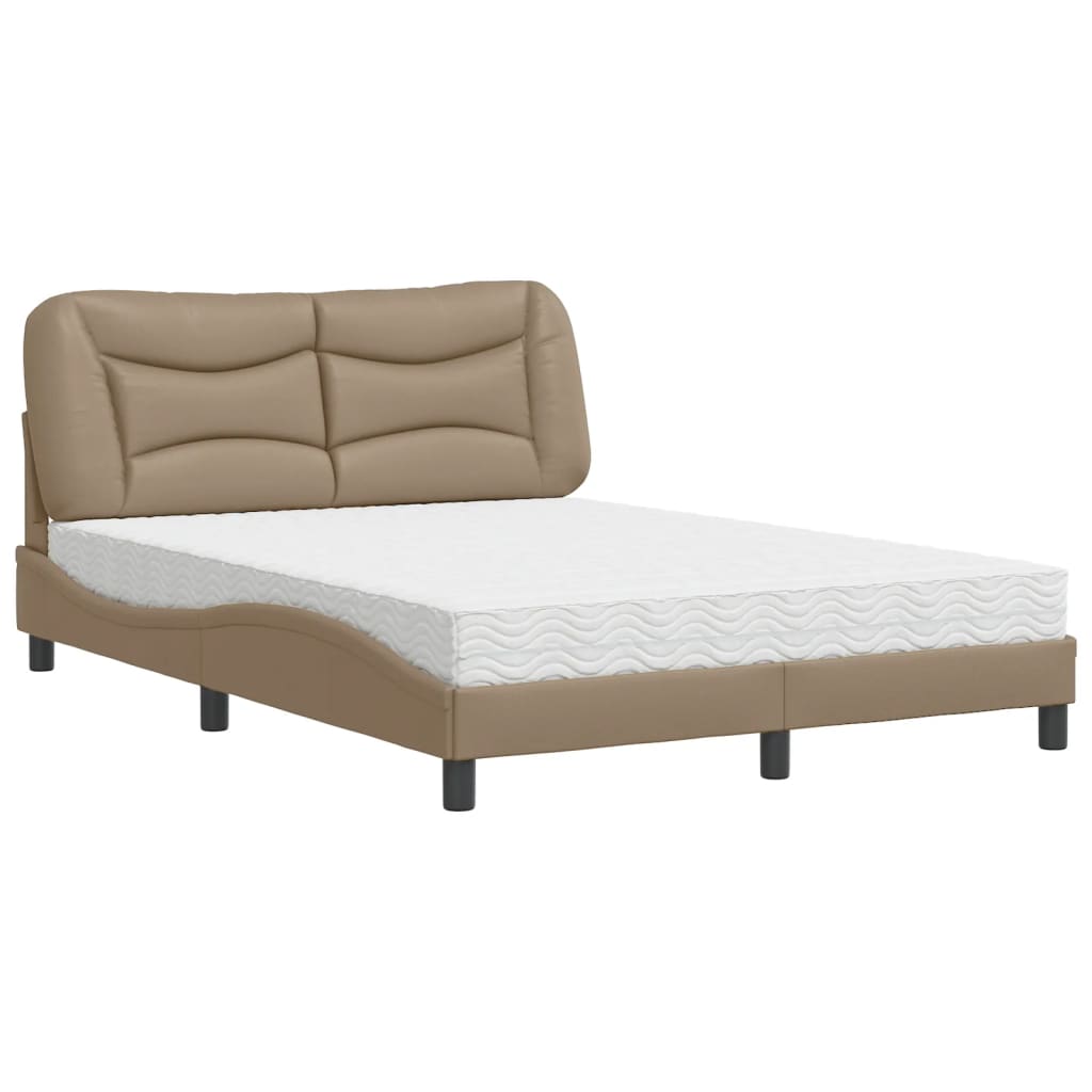 Bed with Mattress "Hvar" Cappuccino 140x200 cm Faux Leather