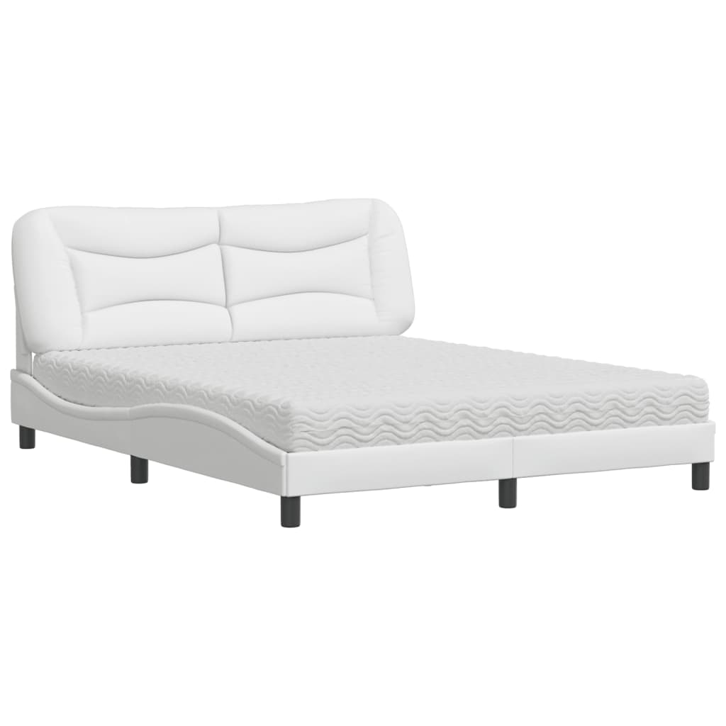 Bed with Mattress "Hvar" White 160x200 cm Faux Leather