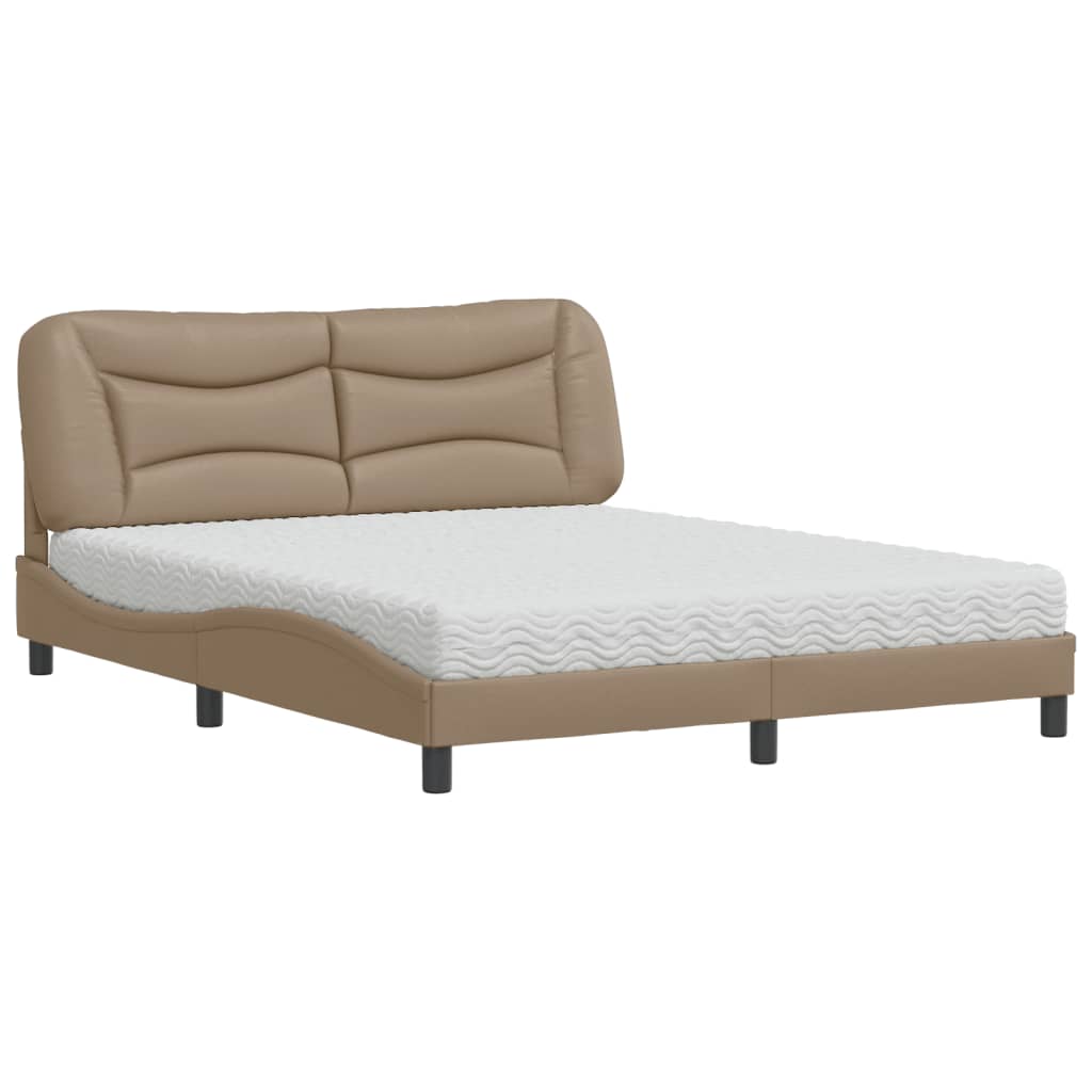 Bed with Mattress "Hvar" Cappuccino 160x200 cm Faux Leather