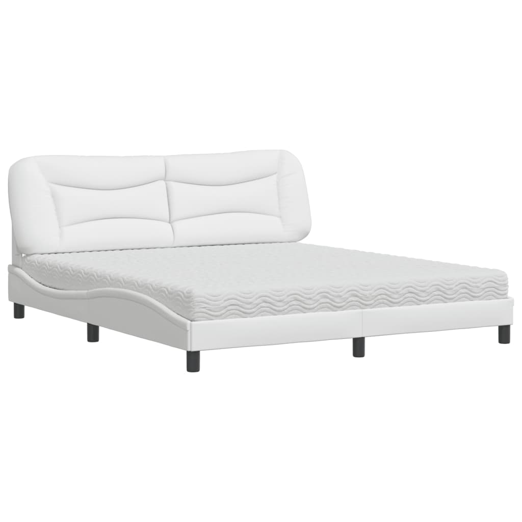 Bed with Mattress "Hvar" White 180x200 cm Faux Leather