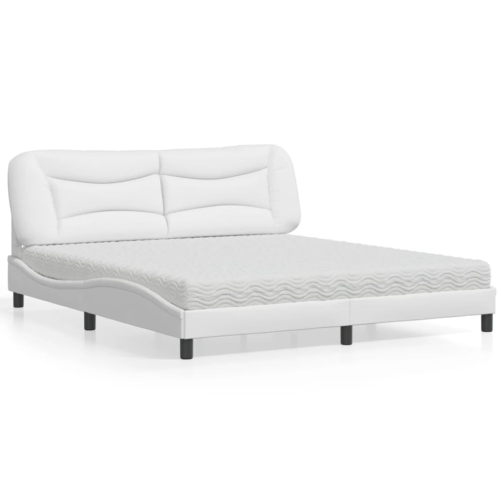 Bed with Mattress "Hvar" White 180x200 cm Faux Leather