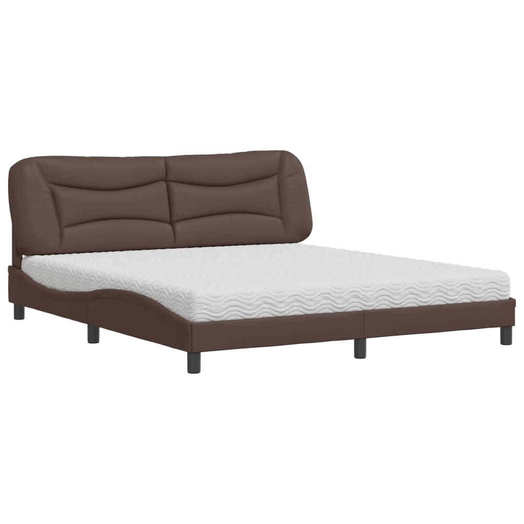 Bed with Mattress "Hvar" Brown 180x200 cm Faux Leather