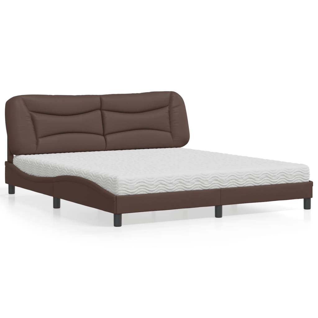 Bed with Mattress "Hvar" Brown 180x200 cm Faux Leather
