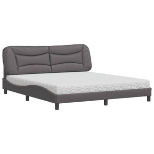 Bed with Mattress "Hvar" Grey 180x200 cm Faux Leather