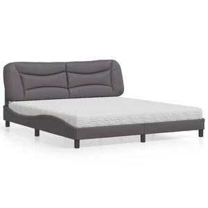 Bed with Mattress "Hvar" Grey 180x200 cm Faux Leather