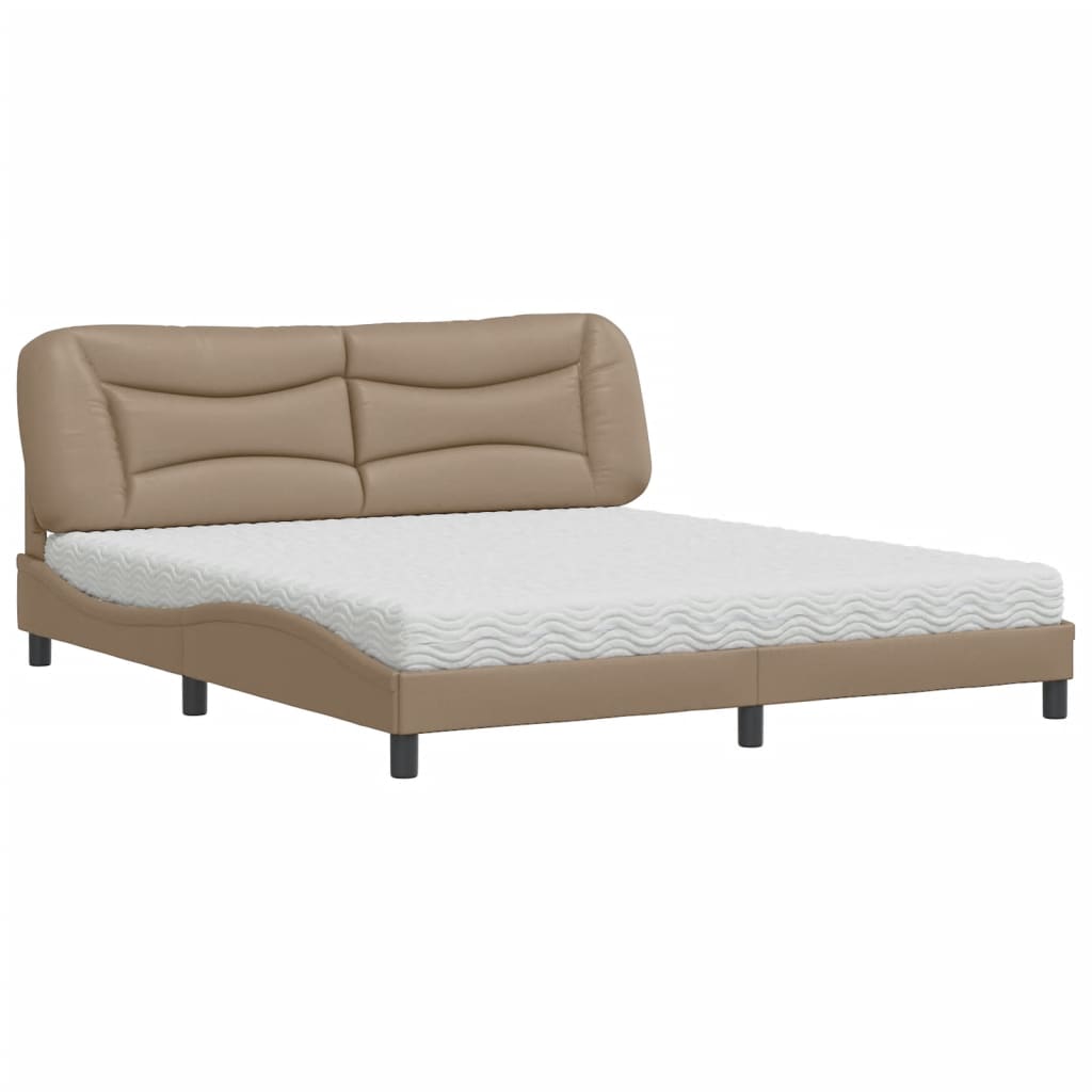 Bed with Mattress "Hvar" Cappuccino 180x200 cm Faux Leather