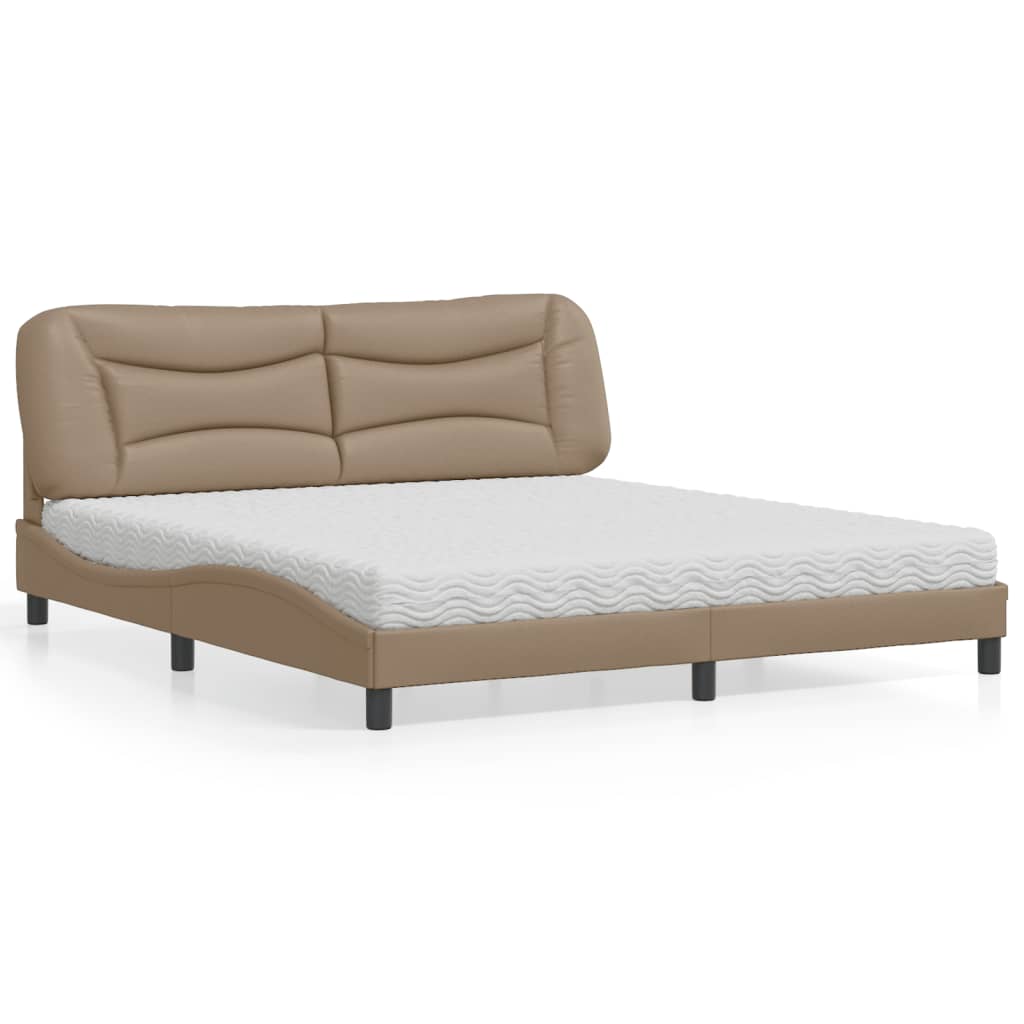 Bed with Mattress "Hvar" Cappuccino 180x200 cm Faux Leather