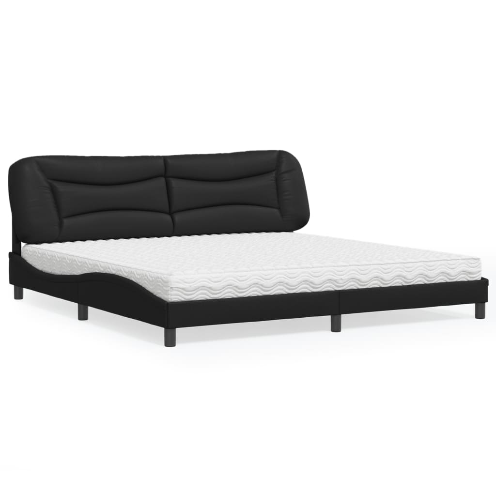 Bed with Mattress "Hvar" Black 200x200 cm Faux Leather