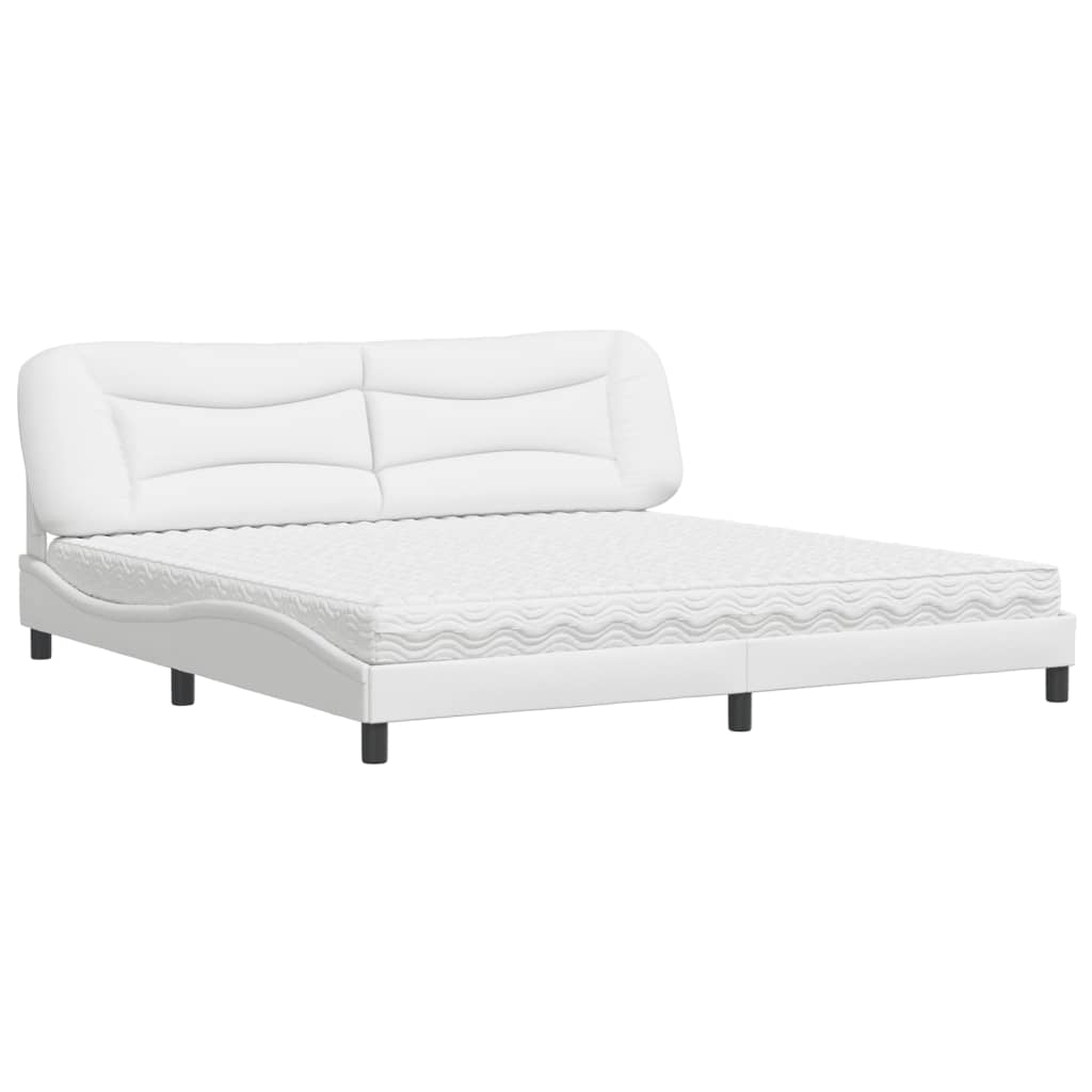 Bed with Mattress "Hvar" White 200x200 cm Faux Leather