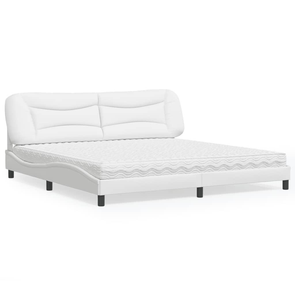 Bed with Mattress "Hvar" White 200x200 cm Faux Leather