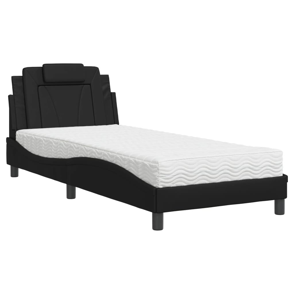Bed "Viana" with Mattress Black 80x200 cm Faux Leather