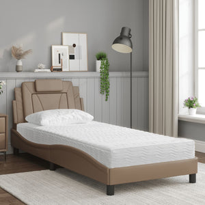 Bed "Viana" with Mattress Cappuccino 90x190 cm Faux Leather