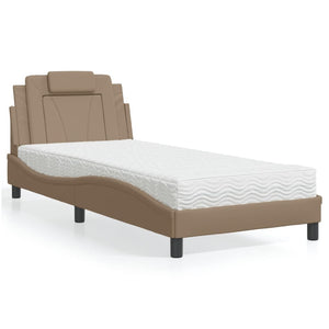 Bed "Viana" with Mattress Cappuccino 90x190 cm Faux Leather