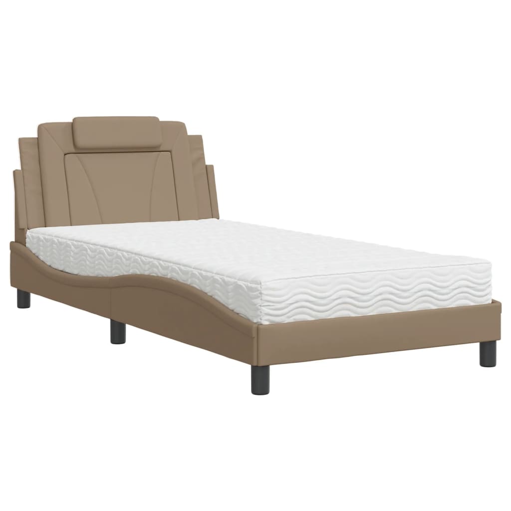 Bed "Viana" with Mattress Cappuccino 100x200 cm Faux Leather