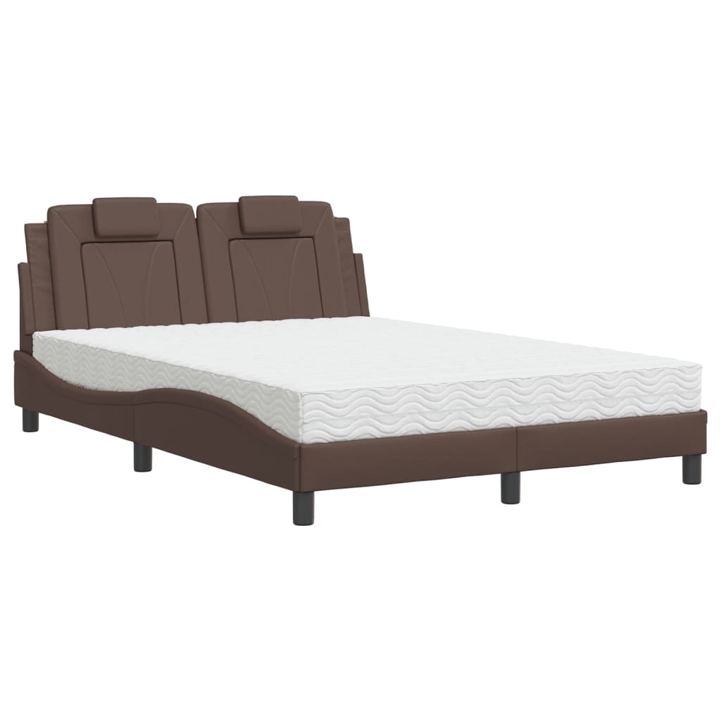 Bed "Viana" with Mattress Brown 140x190 cm Faux Leather