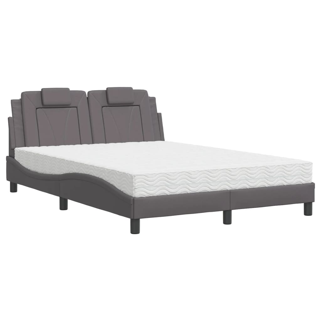Bed "Viana" with Mattress Grey 140x200 cm Faux Leather