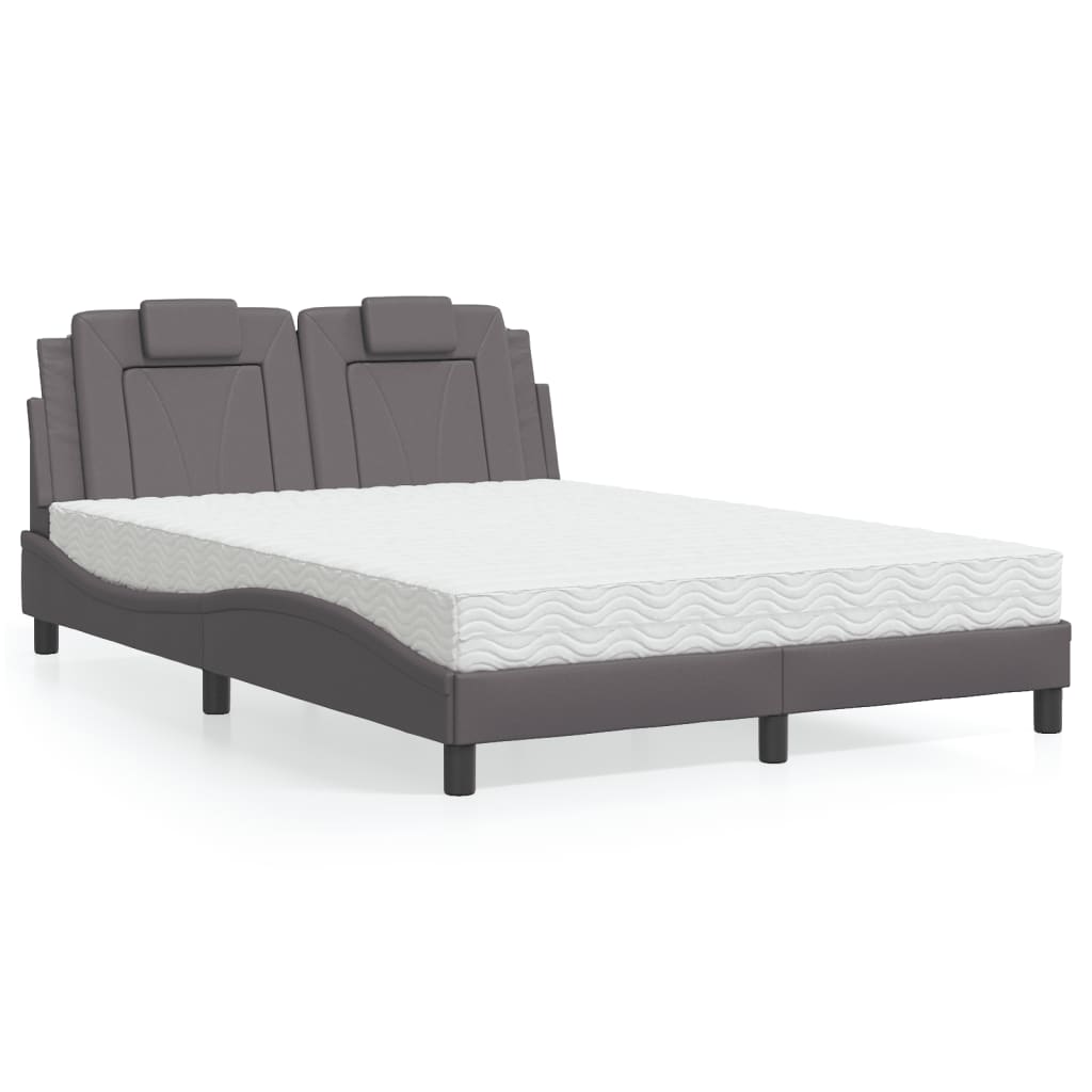 Bed "Viana" with Mattress Grey 140x200 cm Faux Leather