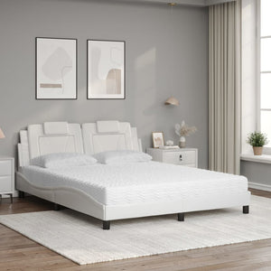 Bed "Viana" with Mattress White 160x200 cm Faux Leather