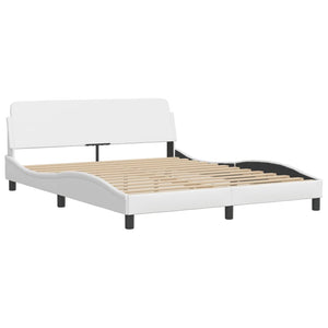 Bed "Viana" with Mattress White 160x200 cm Faux Leather