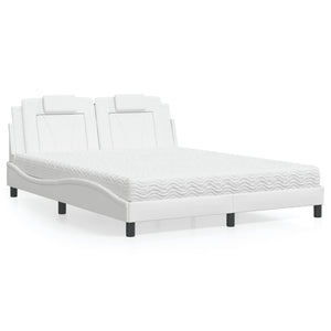 Bed "Viana" with Mattress White 160x200 cm Faux Leather