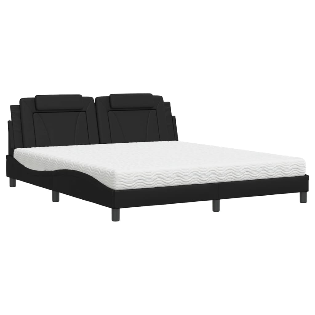 Bed "Viana" with Mattress Black 180x200 cm Faux Leather