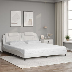 Bed "Viana" with Mattress White 180x200 cm Faux Leather