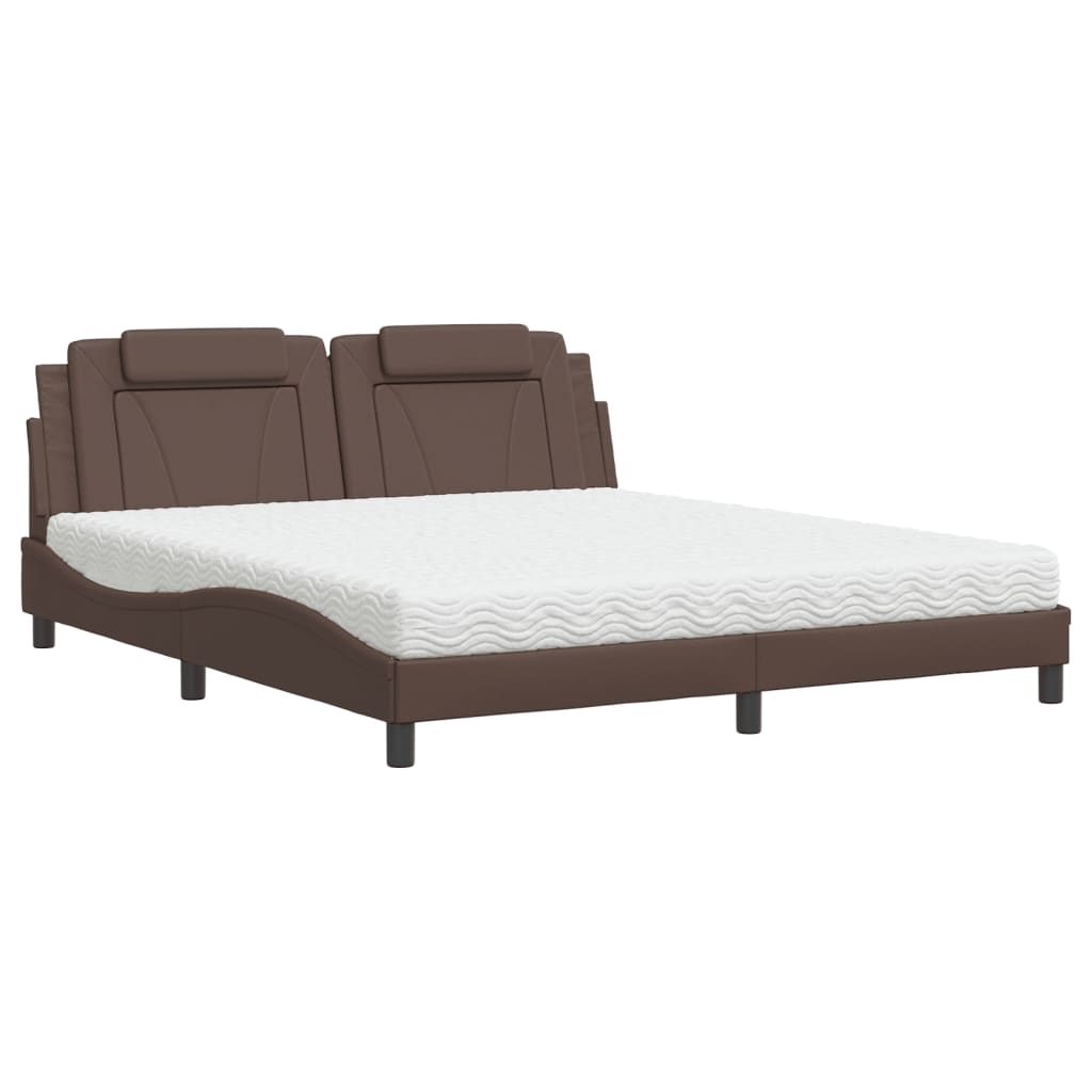 Bed "Viana" with Mattress Brown 180x200 cm Faux Leather