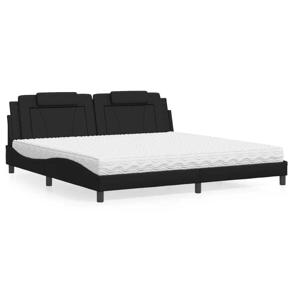 Bed "Viana" with Mattress Black 200x200 cm Faux Leather