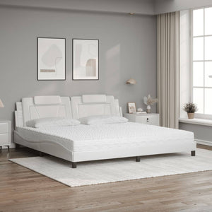 Bed "Viana" with Mattress White 200x200 cm Faux Leather