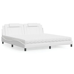 Bed "Viana" with Mattress White 200x200 cm Faux Leather