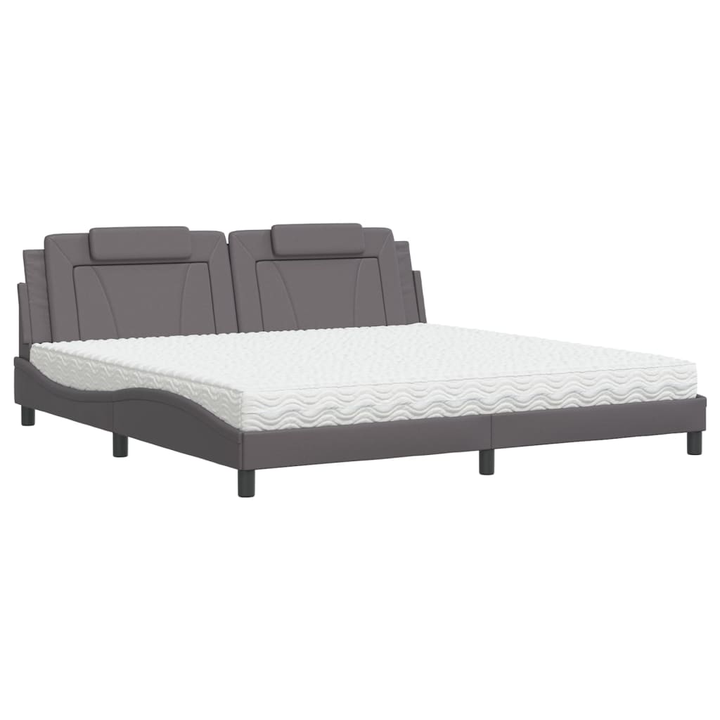 Bed "Viana" with Mattress Grey 200x200 cm Faux Leather