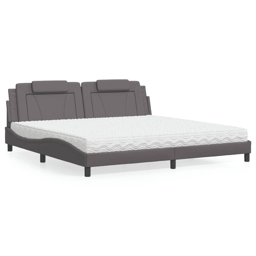 Bed "Viana" with Mattress Grey 200x200 cm Faux Leather