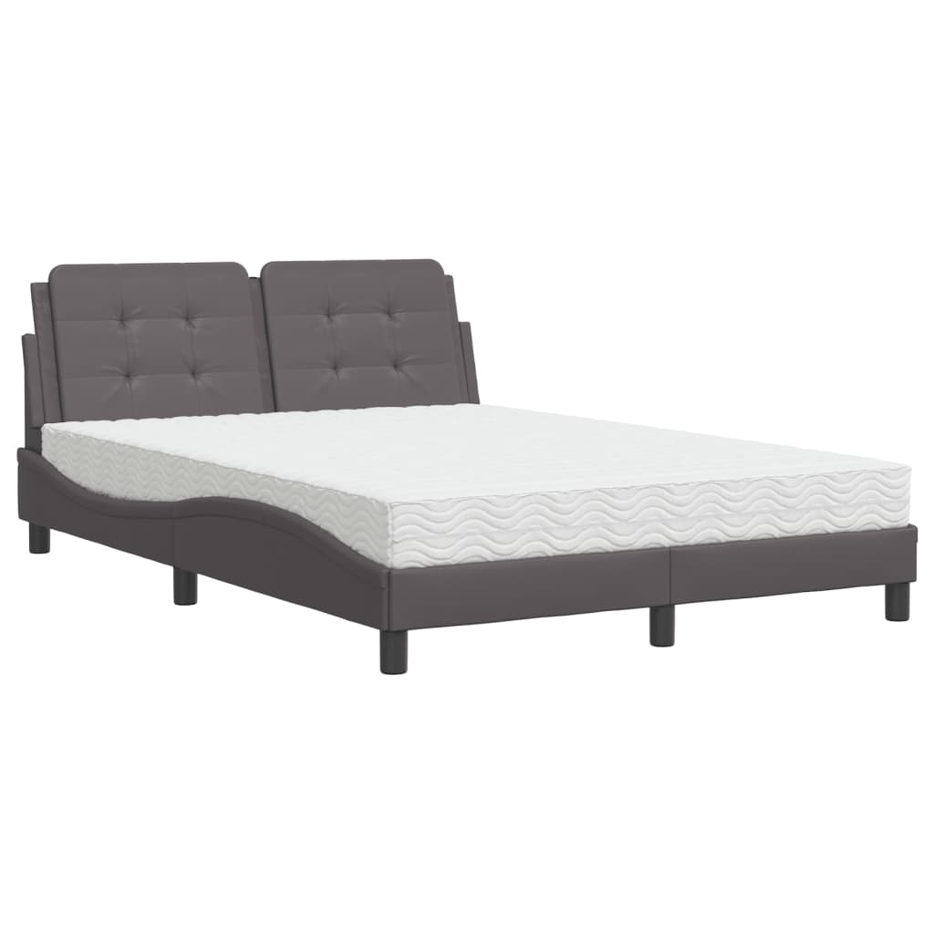 Bed with Mattress "Zadar" Grey 140x200 cm Faux Leather