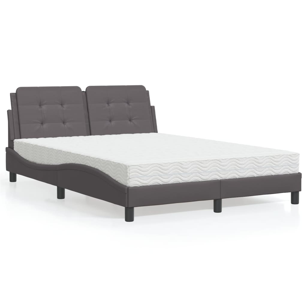Bed with Mattress "Zadar" Grey 140x200 cm Faux Leather