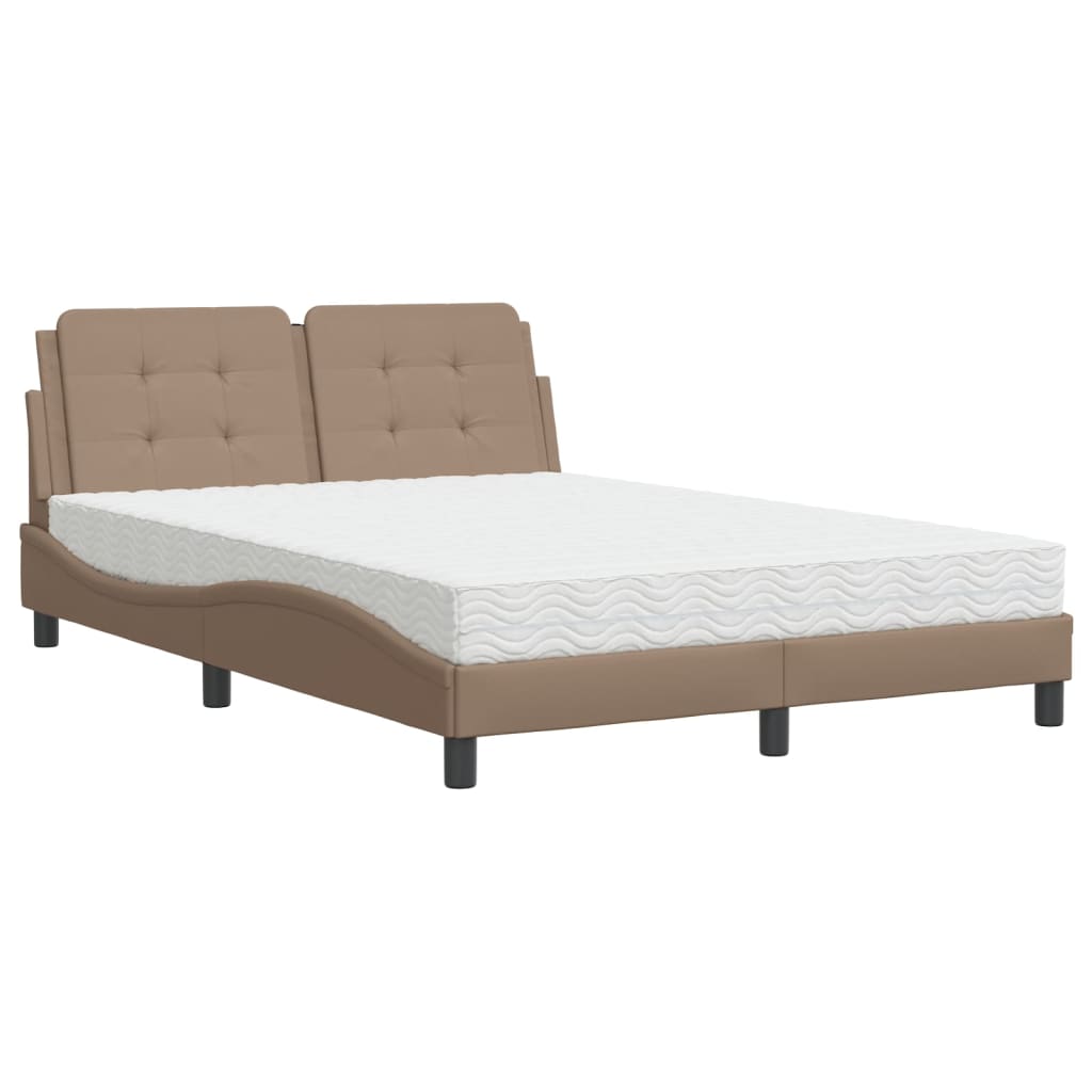 Bed with Mattress "Zadar" Cappuccino 140x200 cm Faux Leather