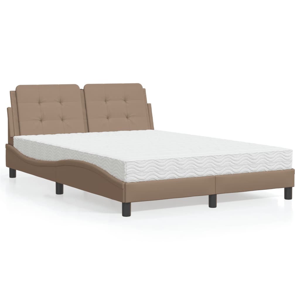 Bed with Mattress "Zadar" Cappuccino 140x200 cm Faux Leather