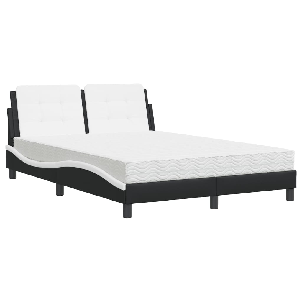 Bed with Mattress "Zadar" Black and White 140x200 cm Faux Leather