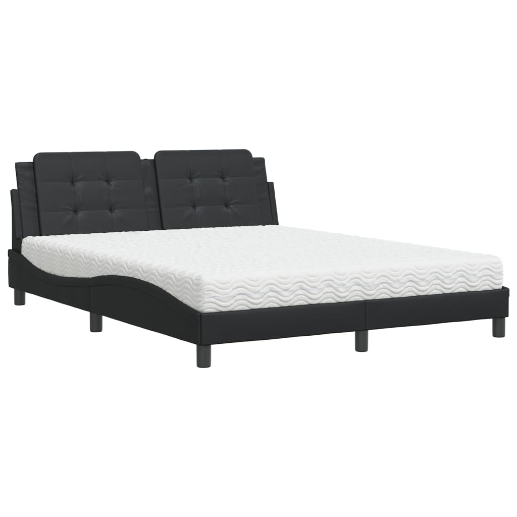 Bed with Mattress "Zadar" Black 160x200 cm Faux Leather