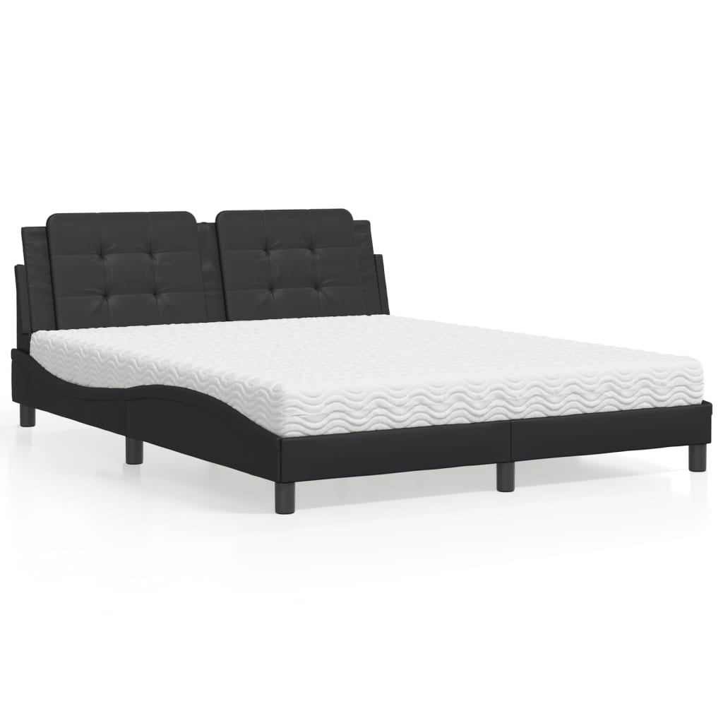 Bed with Mattress "Zadar" Black 160x200 cm Faux Leather