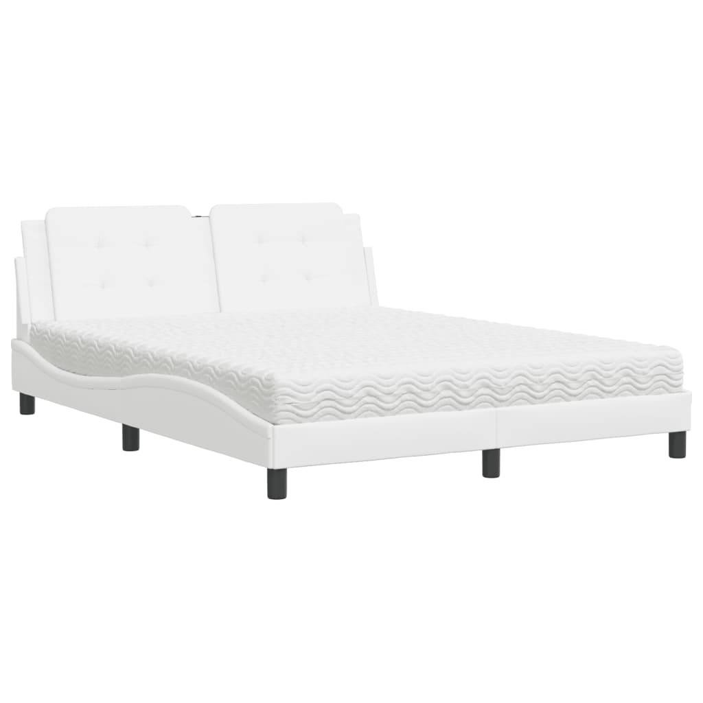 Bed with Mattress "Zadar" White 160x200 cm Faux Leather