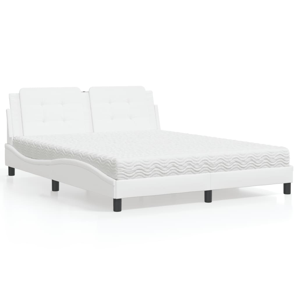 Bed with Mattress "Zadar" White 160x200 cm Faux Leather