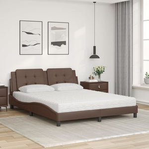 Bed with Mattress "Zadar" Brown 160x200 cm Faux Leather