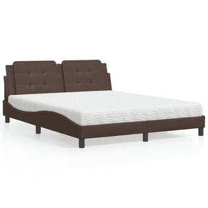 Bed with Mattress "Zadar" Brown 160x200 cm Faux Leather