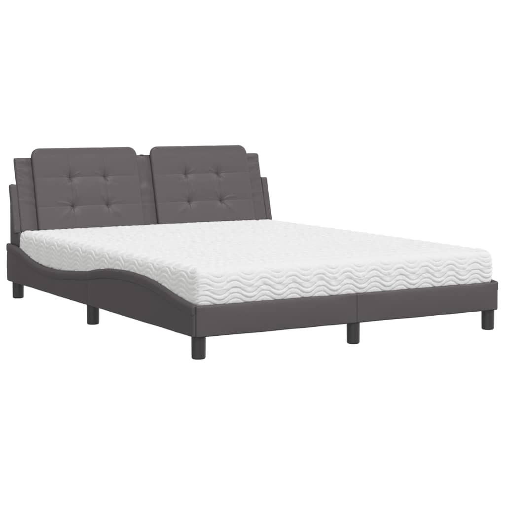 Bed with Mattress "Zadar" Grey 160x200 cm Faux Leather