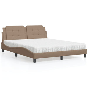 Bed with Mattress "Zadar" Cappuccino 160x200 cm Faux Leather