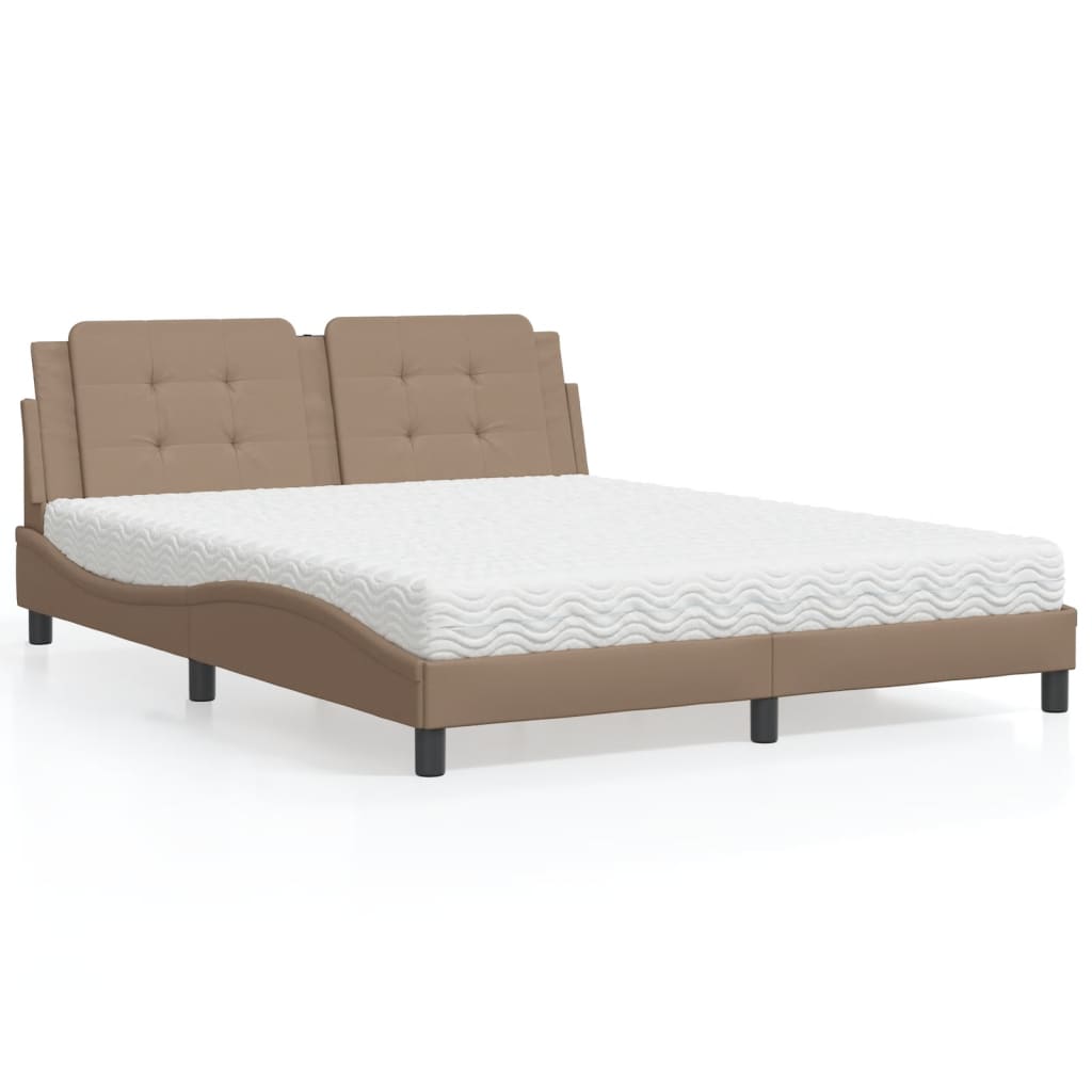 Bed with Mattress "Zadar" Cappuccino 160x200 cm Faux Leather